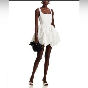 NWT Aqua Corset Bubble Hem Mini Dress in White. Size Medium